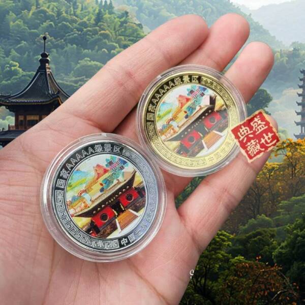 Colorful Overglid Commemorative Coin With Shaolin Temple Pattern For Sale