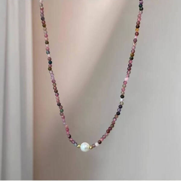 Vintage Bohemian Style Quartz Necklace With Pearl Pedant - Image 4