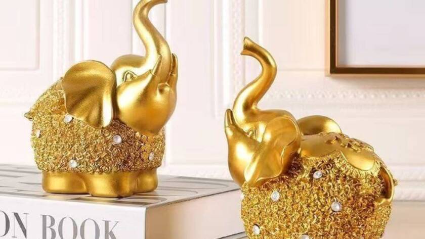 Buy Best Little Golden Elephant Ornament For Home and Office On Sale