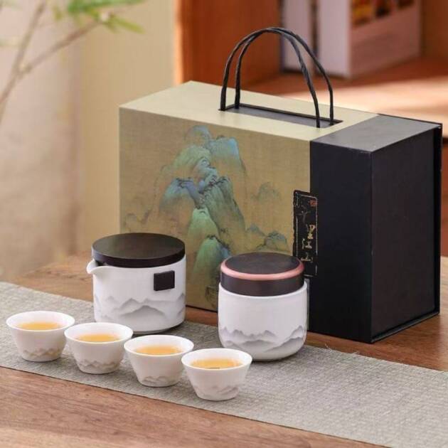 Chinese Kungfu Tea Business Ceremonial Set With Ceramics Cups and Pots