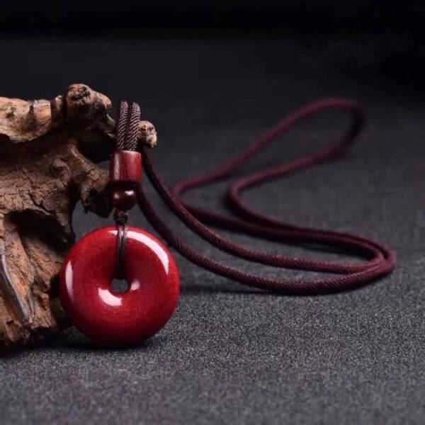 Order Cinnabar Peace Buckle Pendant Ping An Kou With Red Cord For Fenshui Optimization