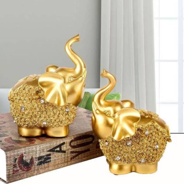 Little Golden Elephant Ornament For Home and Office - Image 5