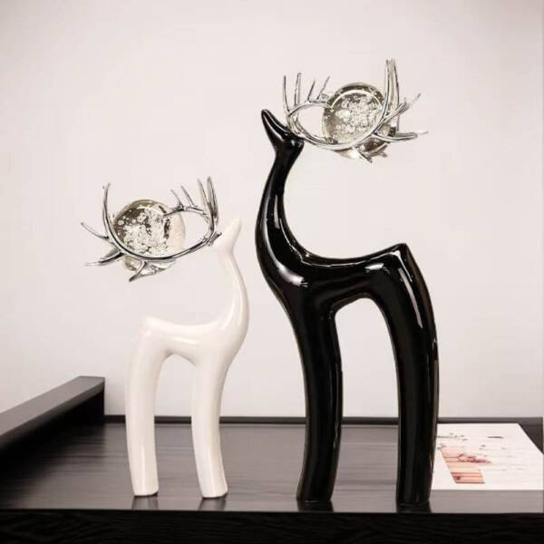 Top Rated Ceramics Home Desk Ornament Elk With Crystal Ball On Antler